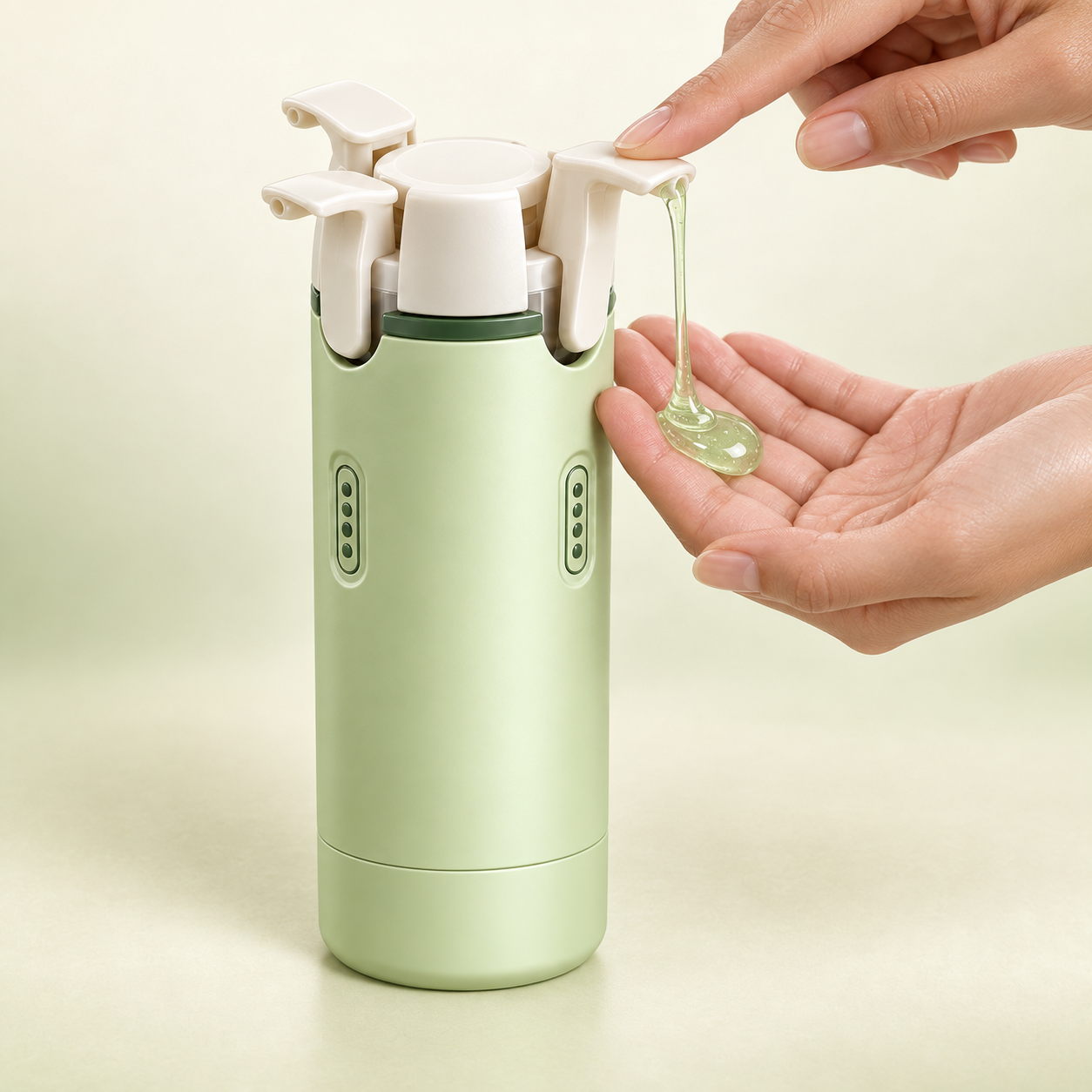 Nuvloop 4 dispensando gel en la mano